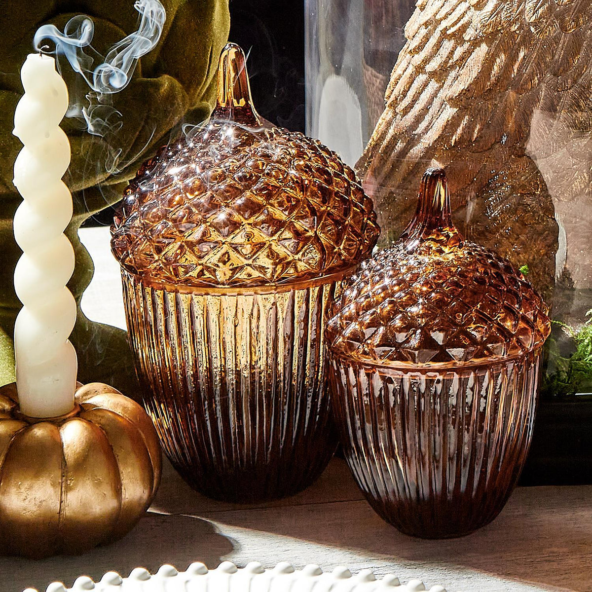 Amber Acorn Jars Set of 2