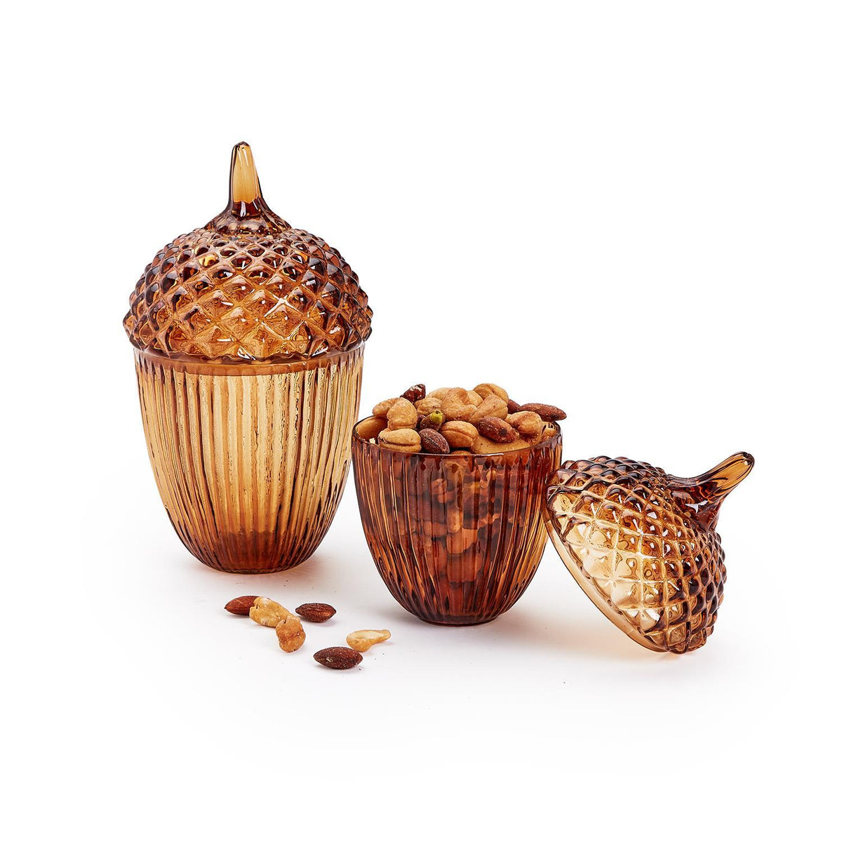 Amber Acorn Jars Set of 2