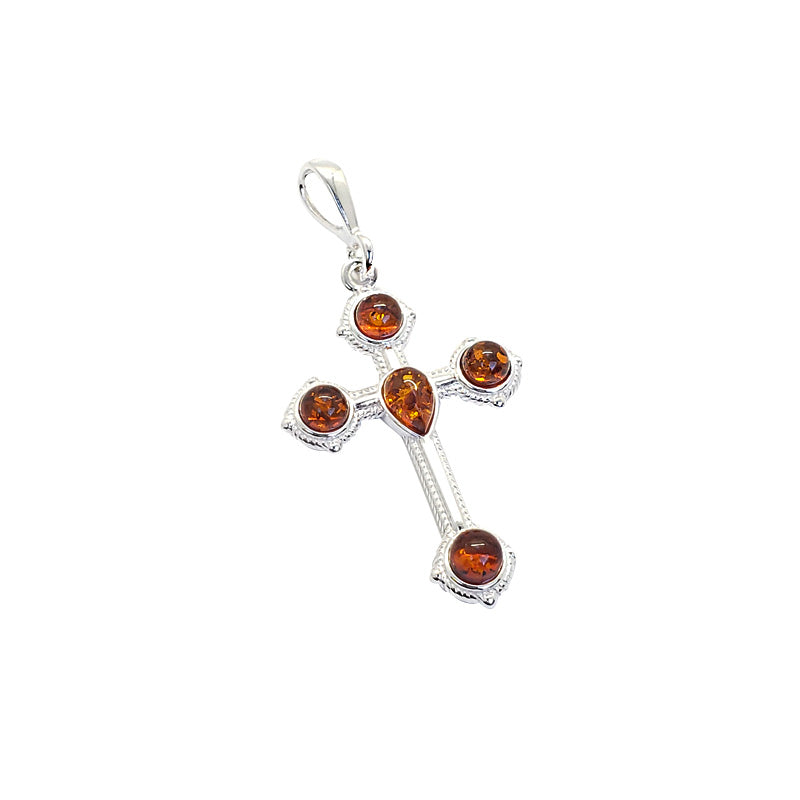 Amber Cognac Cross Pendant