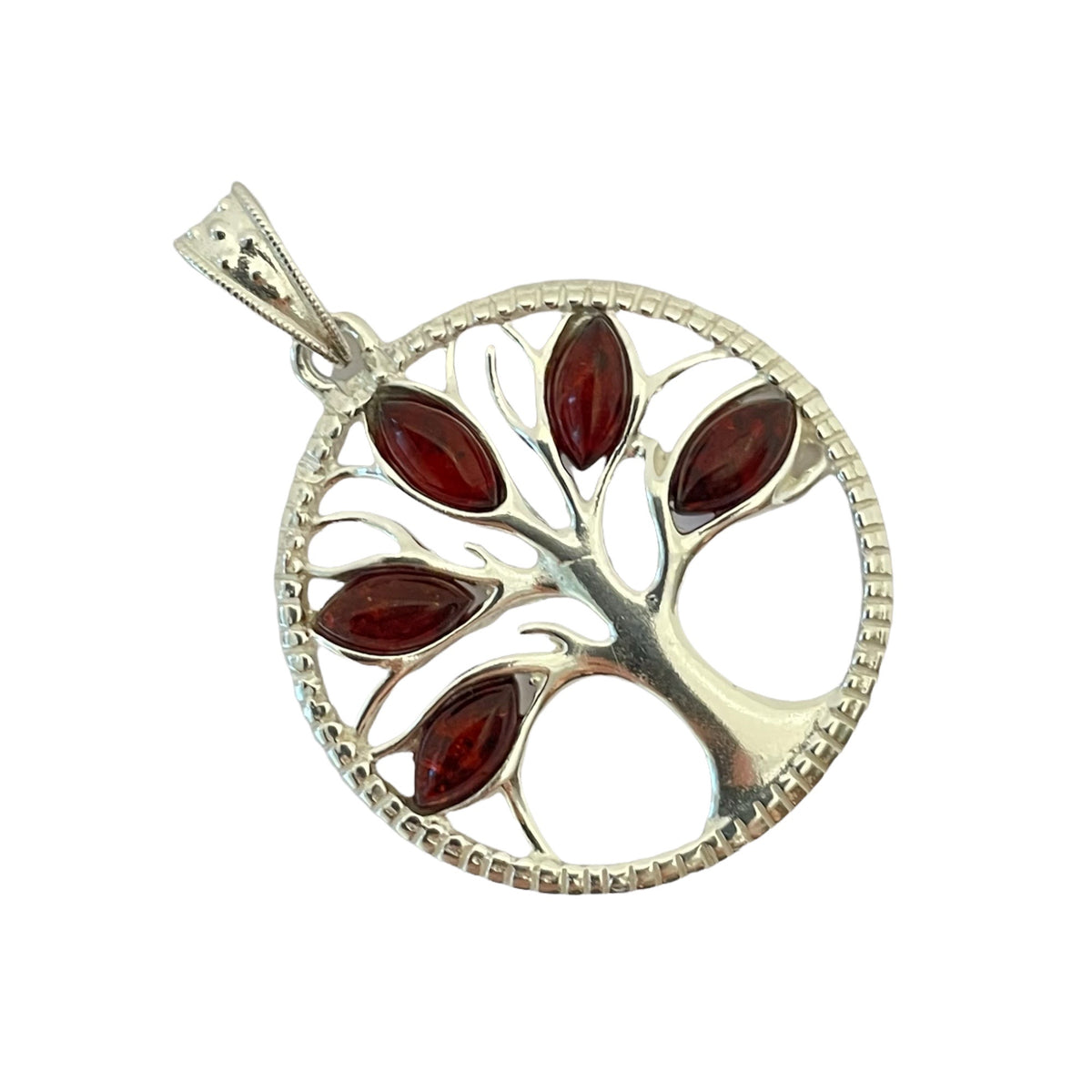 Cognac Amber Tree of Life Pendant