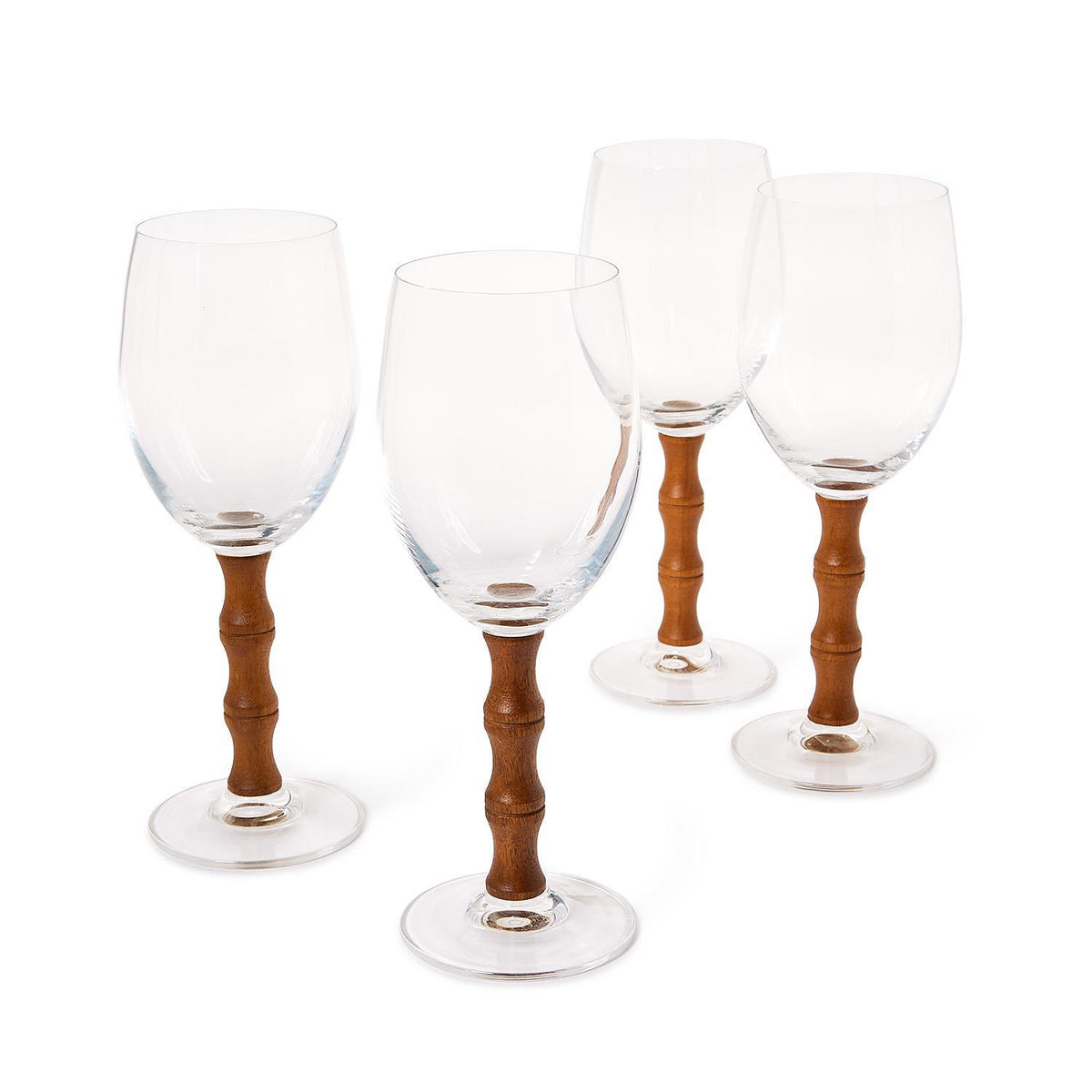 Faux Bamboo Stem Wine Glasses S/4