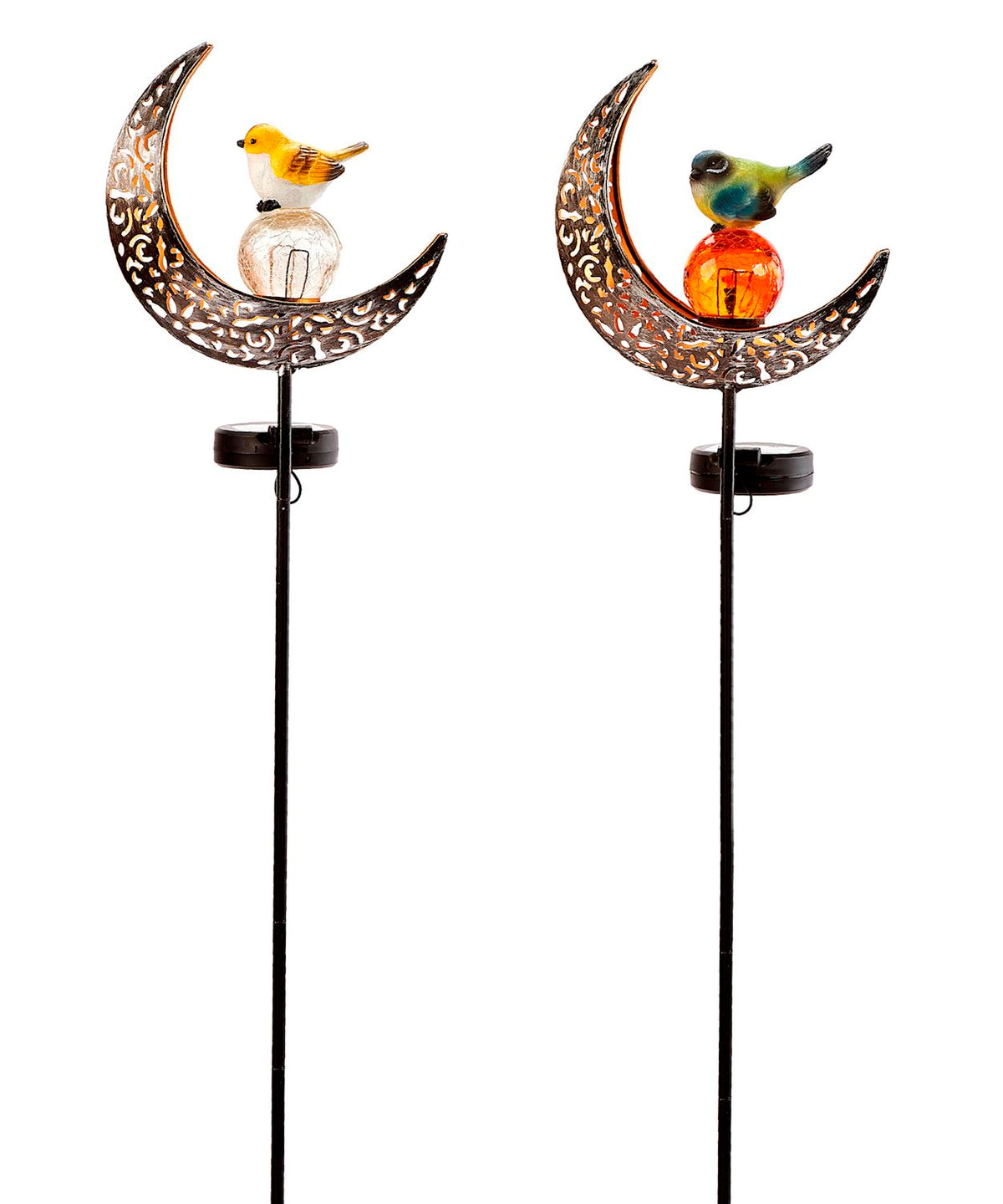 Bird &amp; Crackled Glass Solar Stake