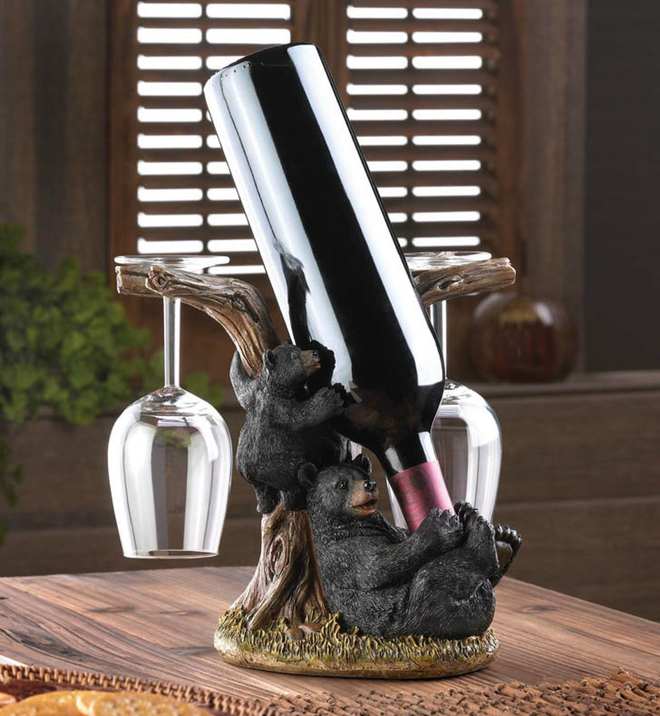 Black Bear Wine & Glass Bottle Holder