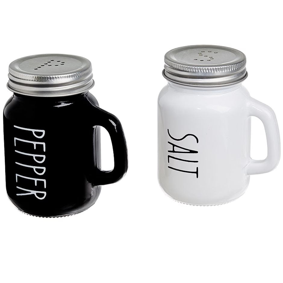 Black &amp; White Condiment Shakers