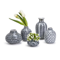 Black and White Vases Set of 5