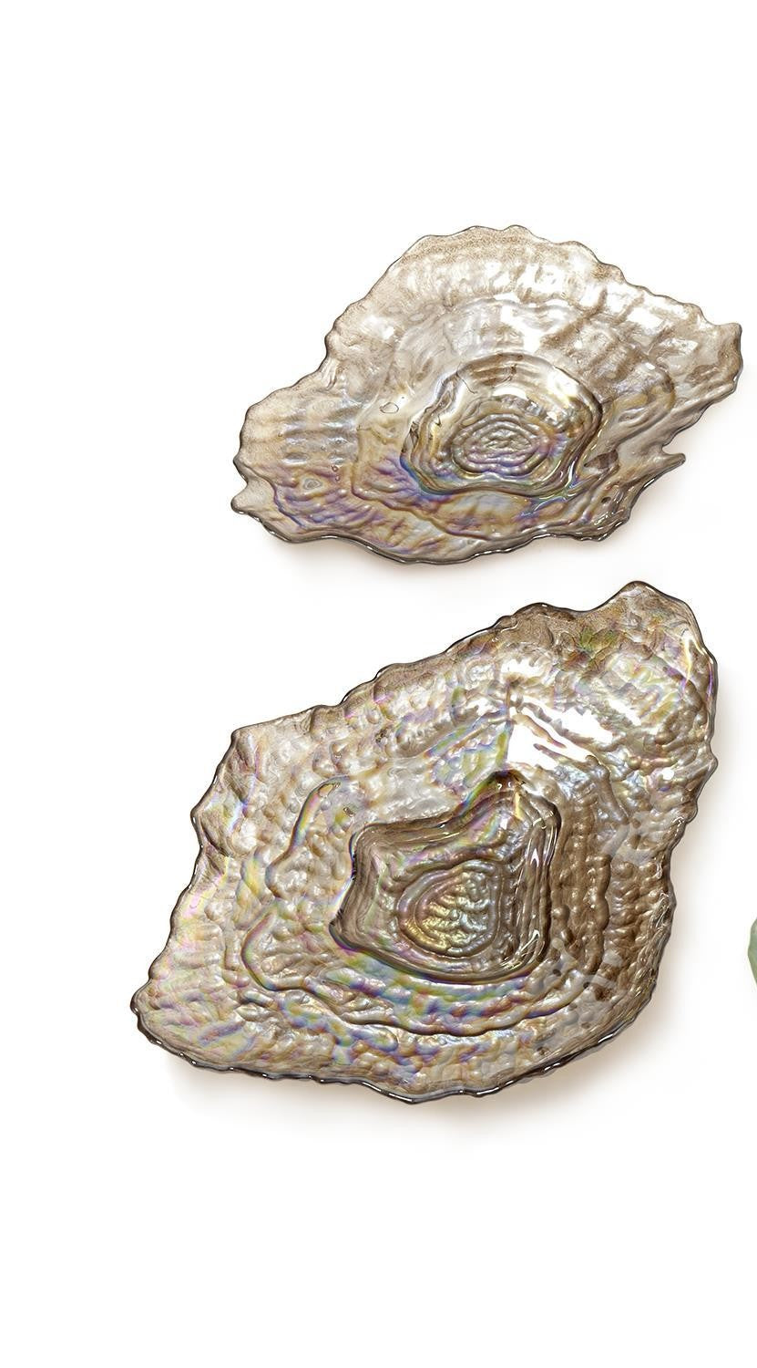 Lustrous Sea Glass Clam Shell Decorative Trays