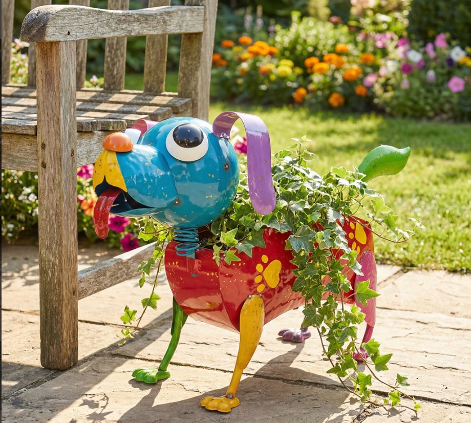Colorful Dog Planter