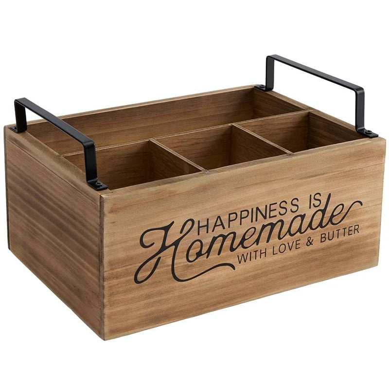 Wood Flatware Caddy & Napkin Holder
