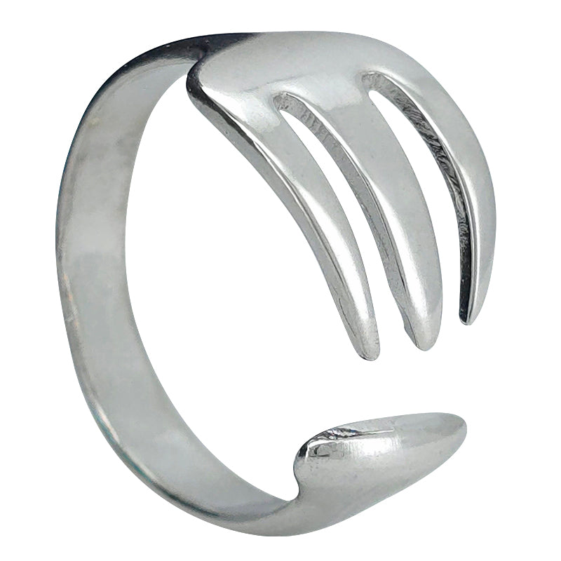 Rhodium Plated Sterling Silver Adjustable Fork Cuff Bracelet