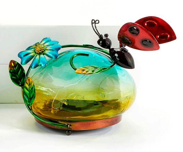 Solar Glass Ladybug Statuary