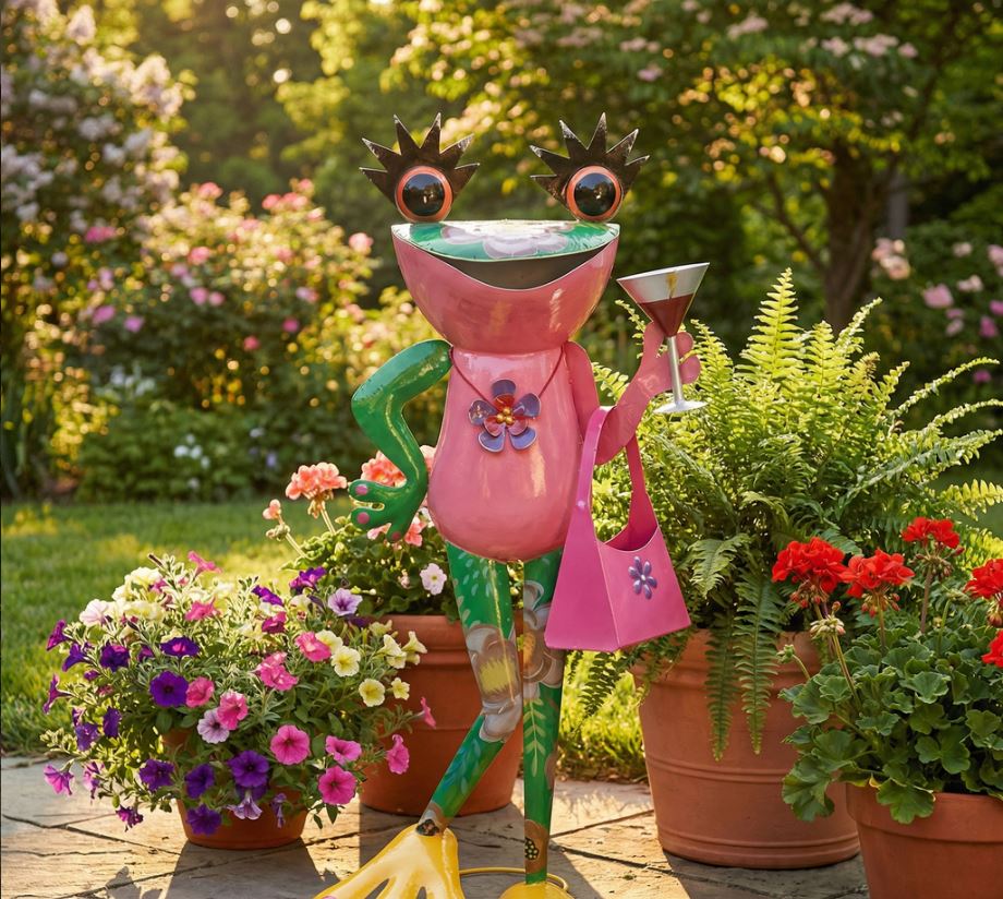 Large Sassy Frog with Drink & Purse
