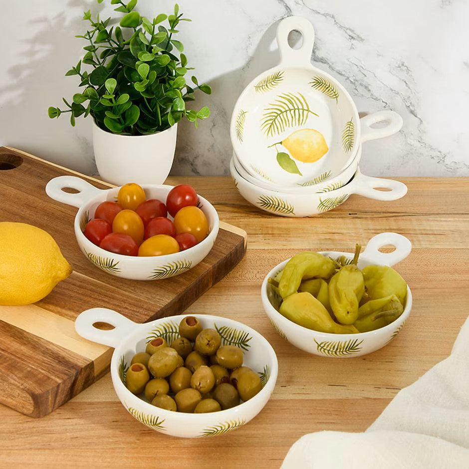 Palm Leaves &amp; Lemons Dipping Bowls S/6