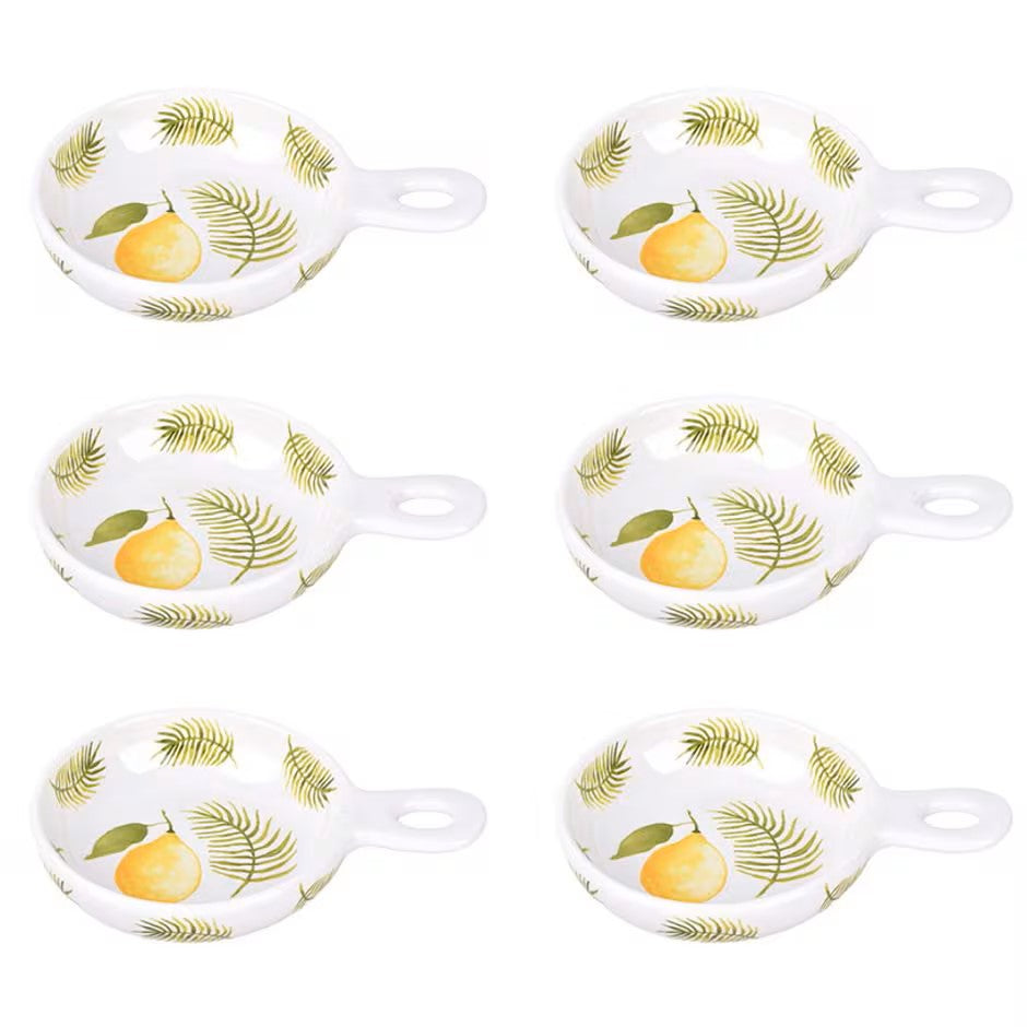 Palm Leaves &amp; Lemons Dipping Bowls S/6