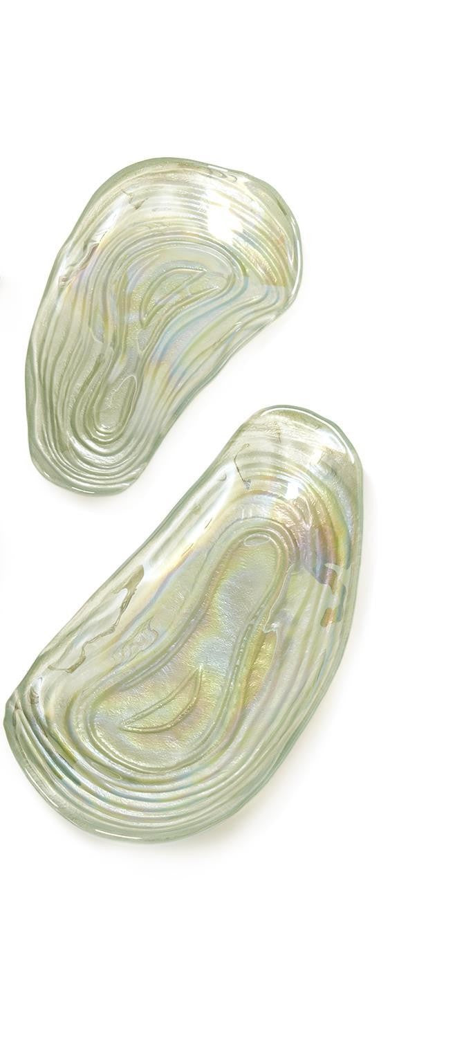 Lustrous Sea Glass Oyster Shell Decorative Trays