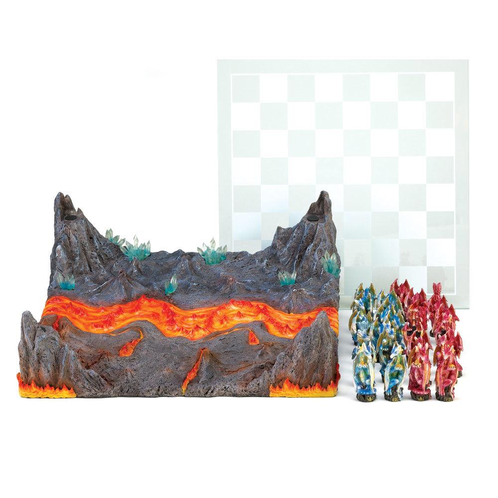 Blue vs Red Dragon Chess Set