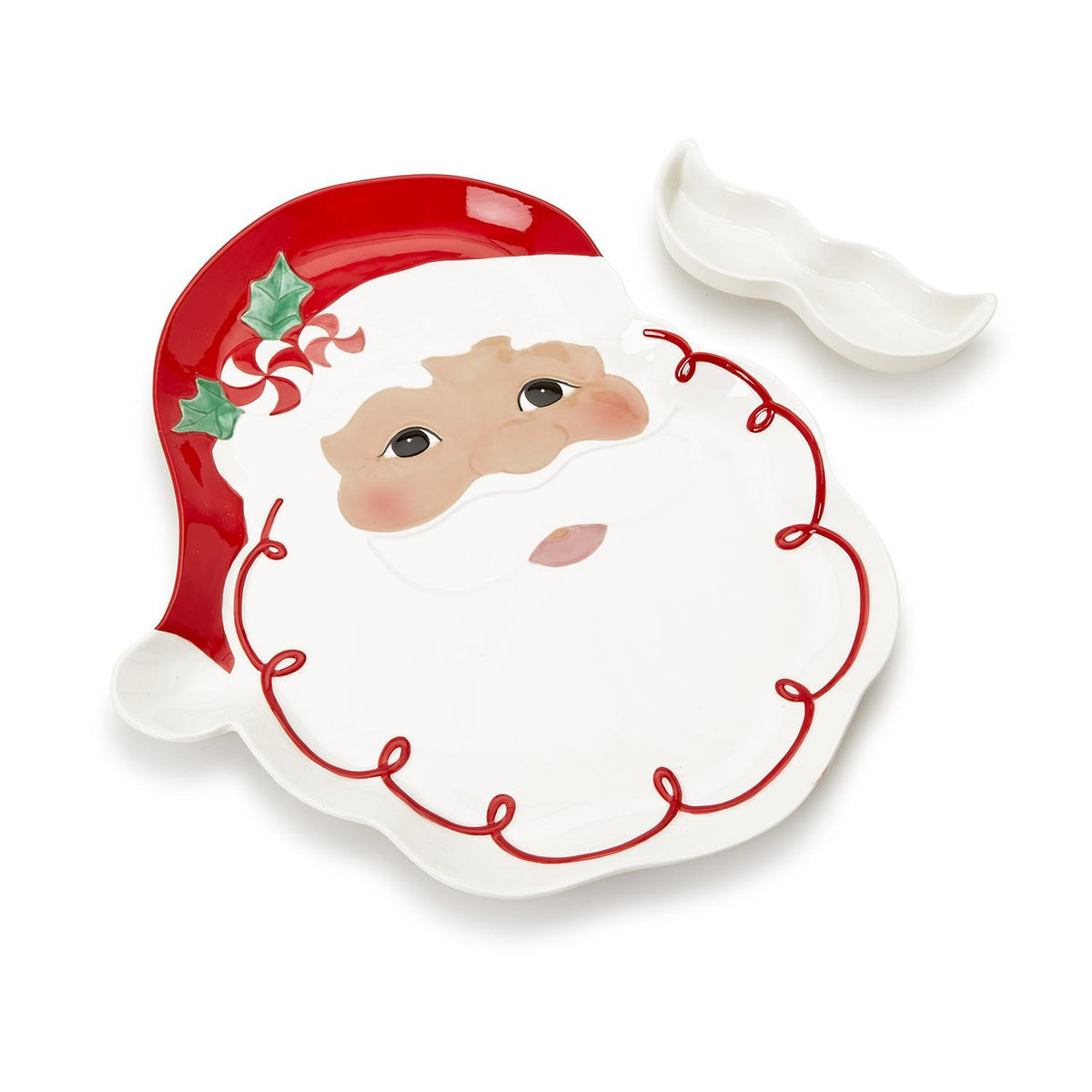 Santa Platter with Mustache Dipping Bowl