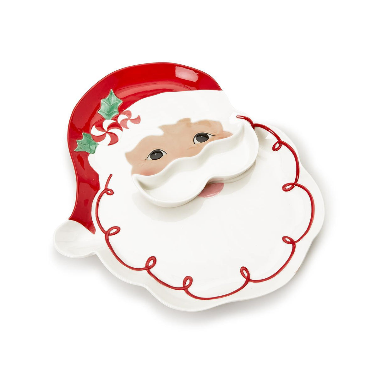 Santa Platter with Mustache Dipping Bowl