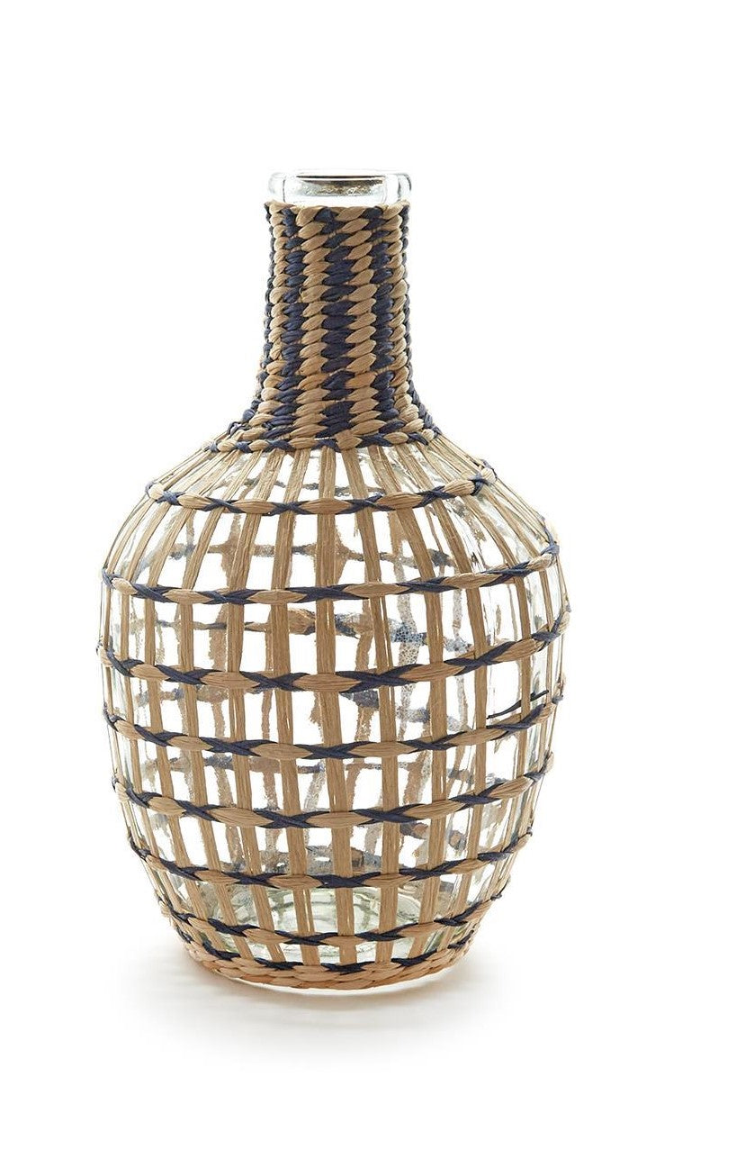 Straw Wrapped Fluted Vases