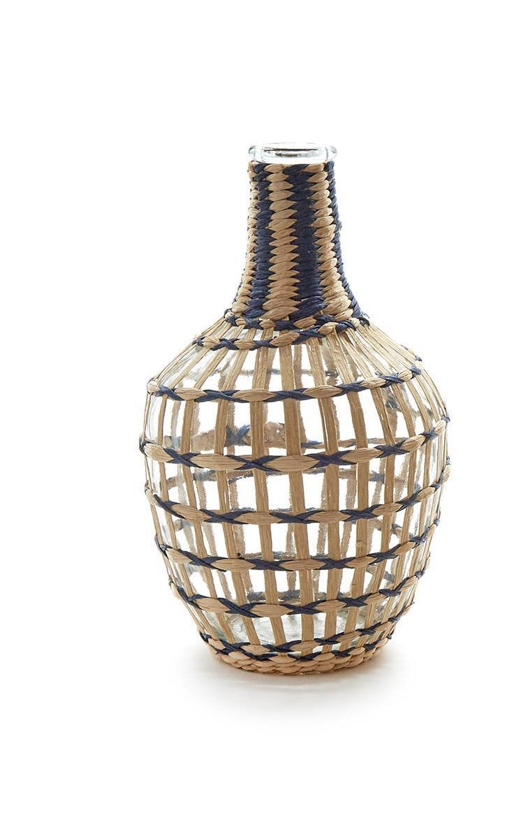 Straw Wrapped Fluted Vases