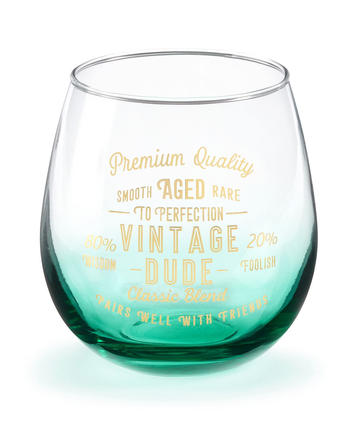 Vintage Dude Stemless Wine Glass