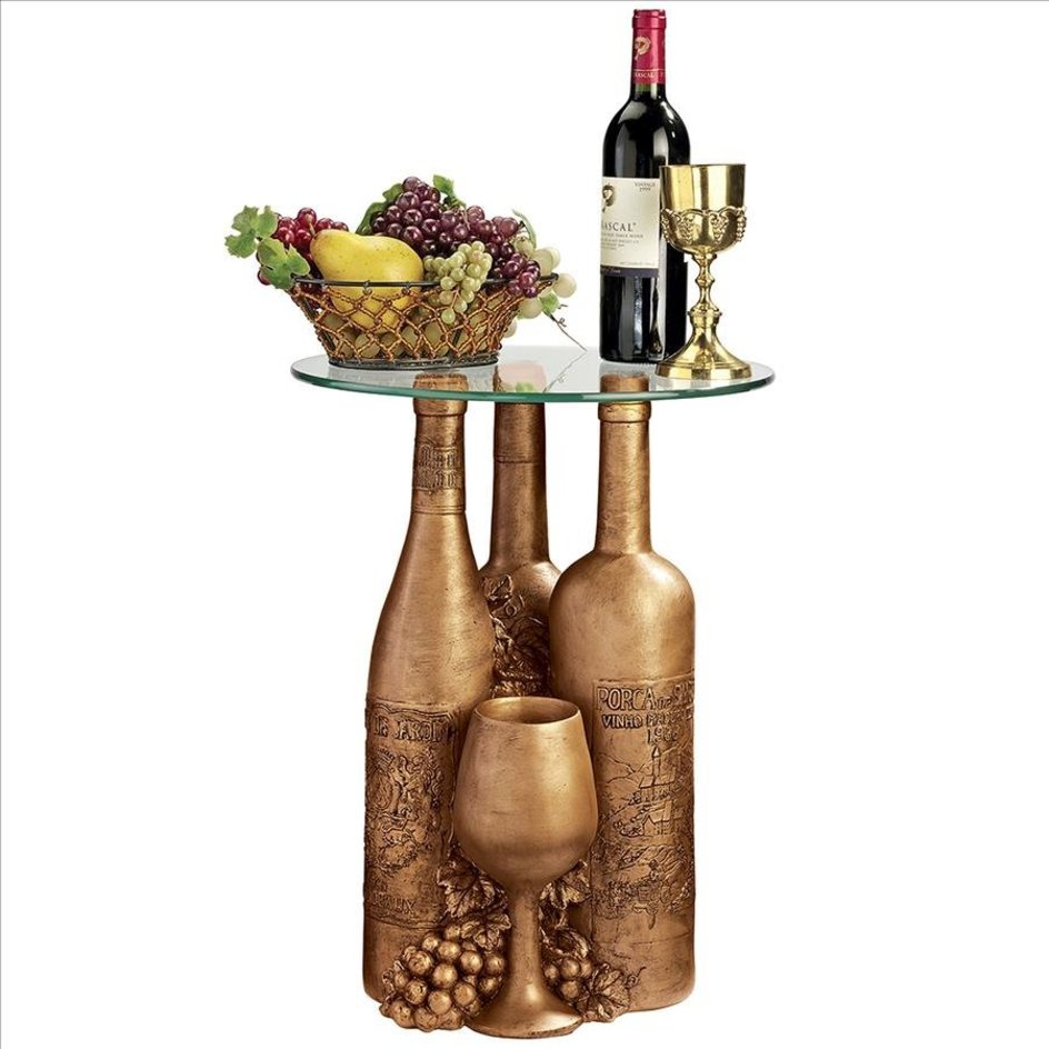 Wine Bottle Glass Top Table