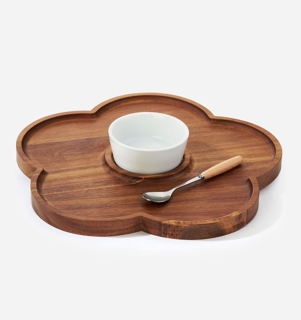 Ceramic & Wood Flower Tray with Spoon