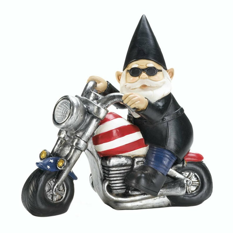 Biker Garden Gnome | Motorcycle Gnomes | AMP&#39;s Market Place