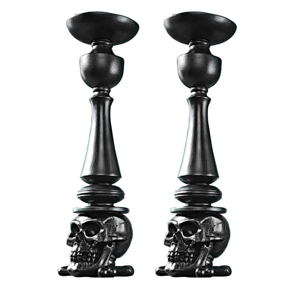 Shadow of Darkness Skull Candle Holders S/2