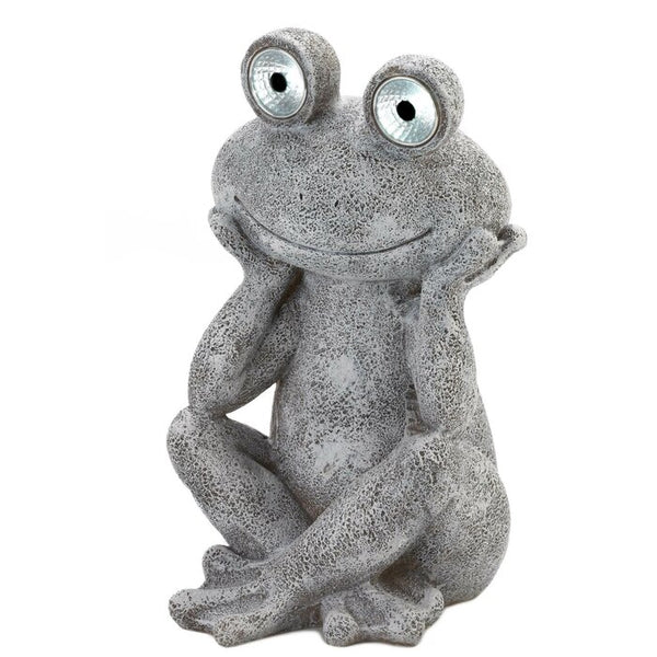 Frog Statue with Solar Eyes