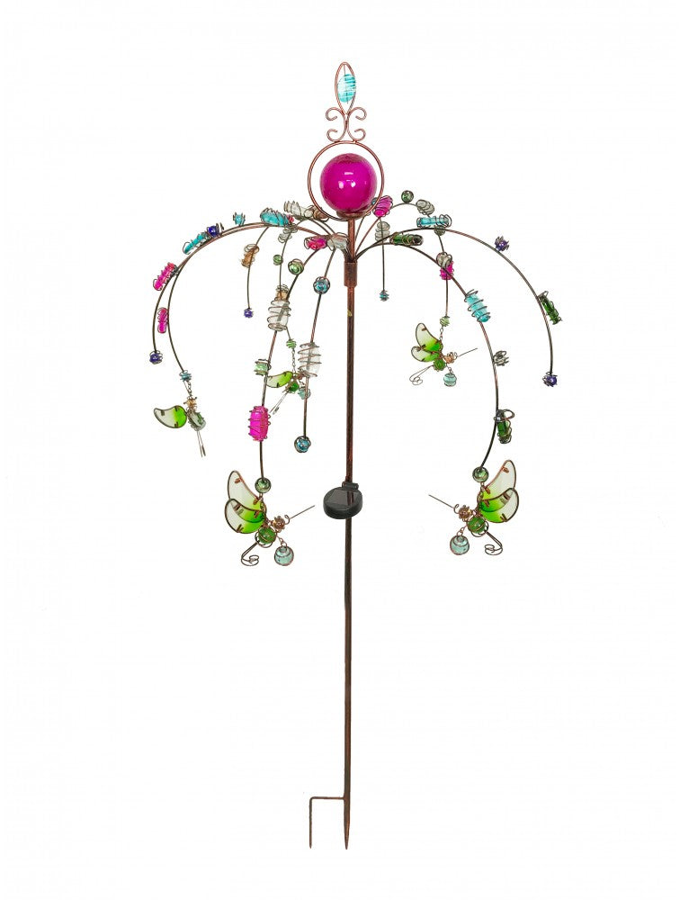 Hummingbird Garden Stake with Beaded Ornaments Solar Lighted