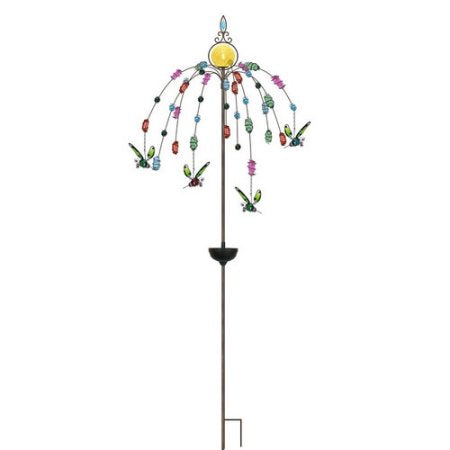 Hummingbird Garden Stake with Beaded Ornaments Solar Lighted