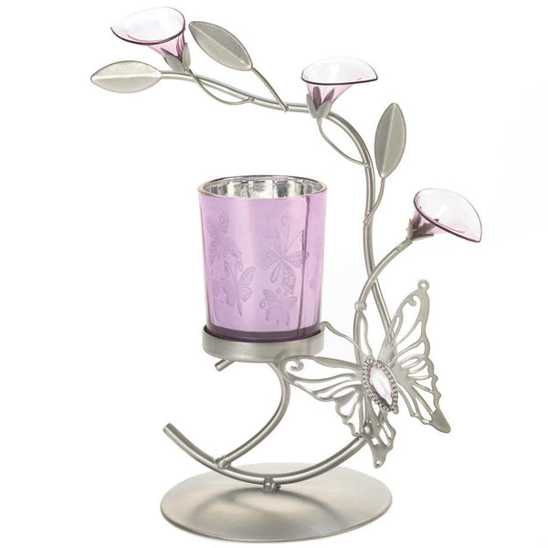 Lily Flower Butterfly Candle Holder