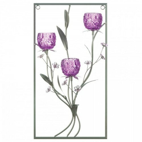 Three Purple Flower Wall Sconce