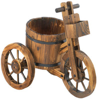 Rustic Wood Barrel Tricycle Planter