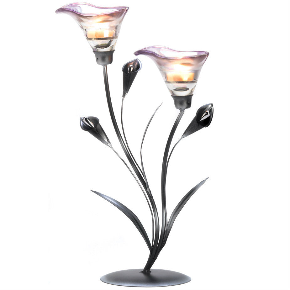 Two Blossom Calla Lily Candle Holder